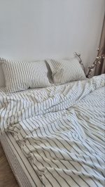 Постільна білизна варена бавовна milk в графітову смужку - Зображення 3